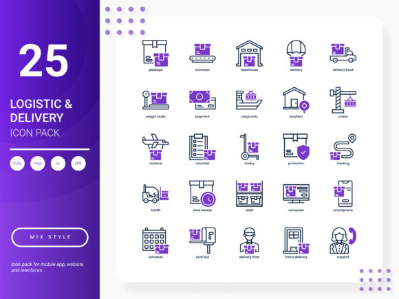 Logistic and Delivery Icon Pack: 25 Stylish Icons