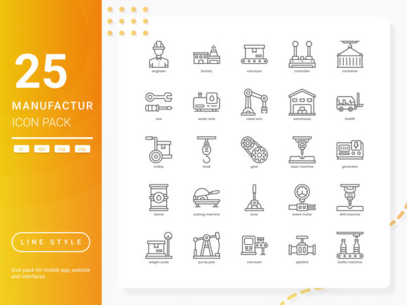 Stylish Manufacturing Icon Pack for Modern Design